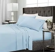 Ramesses 2000 Thread Count Antibacterial Cooling Bamboo Sheet Set, Single, Steel Blue