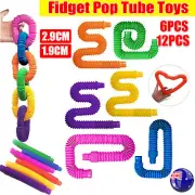 6/12Pcs New Fidget Pop Tube Toys For Kids and Adults, Pipe Sensory Tools Relief