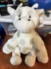 Plush White Little Giraffe Pink Gray Polka Dot Soft Stuffed Baby Toy