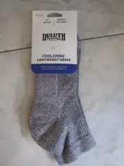 NWT Duluth Trading Co Coolerino Lightweight QTR Crew Women's Socks Merino BLD M