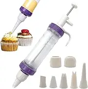 DHER Pastry Icing Syringe Dessert Decorating Syringe Pastry Cream Decorator with 5 Cake Decorating Nozzles, Dessert Decorator for Cupcakes, Doughnuts, Pastry Decoration, Baking DIY Tool Set (A)