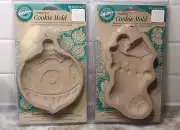 Rare HTF Wilton Clay Cookie Mold Stamp Christmas Ornament & Stocking Holiday