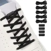 Elastic No Tie Shoelaces Replacement 5Pcs with 4 Metal Buckles, Black