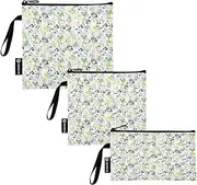 Watercolor Floral Butterflies Reusable Sandwich and Snack Bags Washable Food Storage Bags with Zipper for School Travel Work Office (3 Pack: S/M/L)