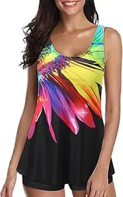 [Vickyleb] Bathing Suits for Women Tummy Control Athletic Push Up Bikini Top Tankini Swimsuits