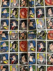 NEW 1 Yard Japanese Print Faces Fabric 44" Wide Windowpane Design Graphic Art