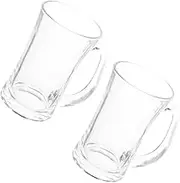 2pc Large Glass Beer Mugs 300ml Classic Design Odorless Heat Resistant Dishwasher Safe for Beer