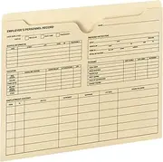Smead Employee Record File Jacket, Reinforced Straight-Cut Tab, Flat-No Expansion, Letter Size, Manila, 20 per Pack (77100)