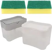 2 Sets Soap Dispenser Sponge Holder Press Soap Box Countertop Soap Pump Dispenser Caddy with Clean Dishwashing Sponge for Kitchen