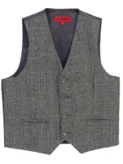 Toddler's Kid's Boy's Formal Wedding Suit Vest Set 1 Piece Plaid Checkers #VS-82