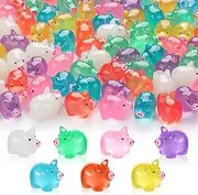 112PCS Luminous Mini Resin Pigs Cute Mini Pigs Figures Glow in The Dark, Tiny Pigs Miniature Charms Ornament for Garden Landscape Plant Dollhouses Birthday Meeting Decor (7 Colors)