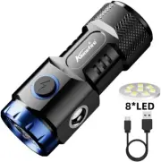 X88 LED Mini Flashlight High Lumens USB C Rechargeable Small Flashlight with Sid