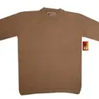 MEN HANDMADE ANDEAN ALPACA SOLID LIGHT BROWN SWEATER SZ M