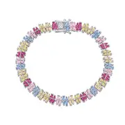 ANYCO Bracelet 17cm 925 Silver Colorful Tennis Bijoux Open Box Clasp with Zircon 5A Jewelry for Women