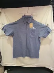 Patagonia Men's Daily Polo Fathom Stripe Blue Large Company Logo Solareit NWT