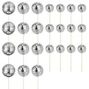 24Pcs Disco Ball Cupcake Toppers Cake Topper Disco Ball Cake Picks Theme9323