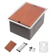 17 Inch Undermount Bar Sink Workstation Stainless Steel Kitchen Sink Bar Prep wi