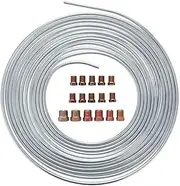 Copper Tubing Anti-Rust with 16pcs Tube Nuts, 25ft Roll Tube for Machine Industry, 3/16inch OD Brake Pipe(Silver)