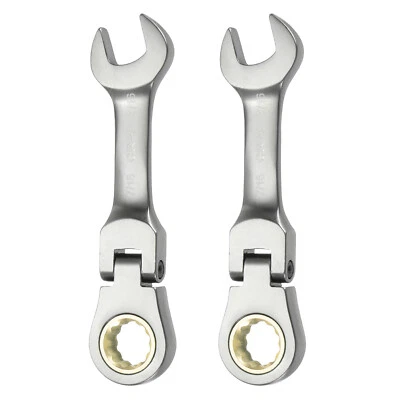 2pcs Flex Head Ratchet Wrench 7/16" SAE 72 Tooth 12 PT Ratcheting Wrench