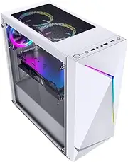 Mid-Tower Computer Case ATX, M-ATX, ITX, Mid-Tower Gaming PC Case Tempered Glass Side Panel, Supports Radiators Up to 160mm Supports Water Cooling(White)