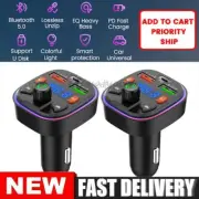 2x Bluetooth 5.0 Radio Car Kit Wireless FM Transmitter 2 USB Charger MP3 Player