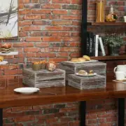 Torched Wood Stackable Cake/ Dessert/ Jewelry Display Box Risers Stand, Set of 3