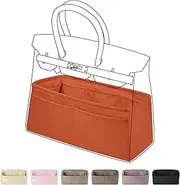 DGAZ Purse Organizer Silky Smooth Fits Birkin 20/25/30/35/40/45/50 Bags,Silk,Luxury Handbag Tote in Bag Shapers, Women(Orange color,BK30)