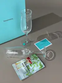 在飛比找Yahoo!奇摩拍賣優惠-Tiffany&Co 蒂芙尼 香檳杯 水晶對杯  原盒陶歷