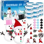 Aneco 12 Pack Build Snowman Kit Snowman DIY Craft Snowman Modeling Clay Making Kit Winter Toys Decorating Air Dry Clay for Holiday Party Home Supplies