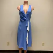 Diane von Furstenberg DVF Light Blue White Addison Draped A Line Midi Dress 4