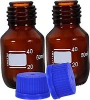 HIAKDOFT 2 pcs Small Glass Bottles with Screw Caps Chemical Sample Storage and Safe for Laboratory Classroom Industrial Use Accurate Scale Design