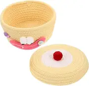 Cotton Woven Storage Basket with Lid Multi Functional Dog Food Treats Organizer for Kitchen Countertop Elegant Design for Snacks and Household Items Capacity