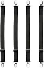 Vivva Bed Sheet Fasteners,4pcs Adjustable Elastic Sheet Straps Heavy Duty Bed Sheet Grippers Suspenders for Mattresses Fitted Sheets Flat Sheets(2 Clips/Black)