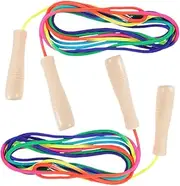 NULYLU 2pcs Adjustable Jump Rope for Colorful Skipping Equipment Durable Portable Fitness Rope for Women Adults for Home and School Exercise