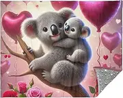 GAIGEO Romantic Koala Love Tree Christmas Blankets and Throws Adult Sofa Couch Blankets for Women 70x55 Inch Flannel Personalized Fleece Fluffy