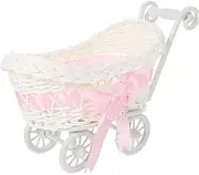 Toyvian 2pcs Multi-Functional Rattan Storage Basket Candy Container Desktop Shopping Cart Shower Decorations
