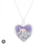 Claire’s Light Purple Unicorn Glitter Silver Locket Necklace Birthday Christmas