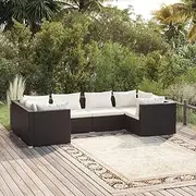 Patio Furniture Sets 6 Piece Garden Lounge Set with Cushions Poly Rattan Black