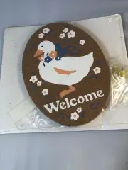 Vintage Happy Corkers Oval Duck Welcome Corkboard 5" by 7"
