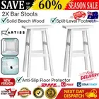 Artiss 2 x Wooden Kitchen Bar Stools Bar Stool Chairs Barstools White NEW AU
