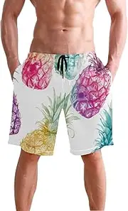 [XYMZR] Men's Swim Trunks Pineapple Fruit Delicious Quick-Dry Bathing Suit Swimming Board Shorts S