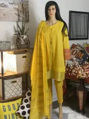 Yellow Cotton Shalwar Kameez By Chapter 2 Casual Wear Women Loose Fit