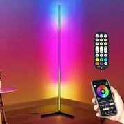 Corner Floor Lamp, 65” LED Floor Lamp with RGB Floor Lamp Smart Modern Music Sync Colour Changing, Remote & App Control, 16 Million DIY Modes, Timer Setting for Bedroom & Gaming Room