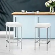 Artiss Bar Stools Stool Set of 2 Kitchen Counter Barstools Dining Chair Chairs White Leather in 69cm Seat Height Floor for Home Bar Room Cafe Outdoor Indoor