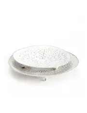 [Willow & Silk] Pressed Candle Plate Bowls Set of 2 in White