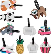 [ZLHETWT] 8Pcs Luggage Tags Cartoon Suitcase Identify Labels PVC Baggage Tags Cute Bag Tags with Adjustable Strap Multipurpose Luggage Tags for Suitcases Bag School Bag(Picture Style)
