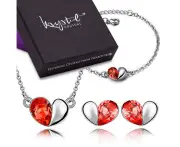 Boxed Heart 2 Heart Bracelet, Necklace and Earrings Set Embellished with Swarovski crystals