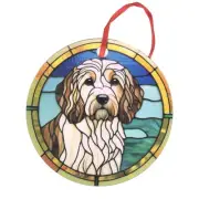 Cockapoo Stained Glass Design Holographic Ornament