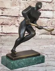 Bronze Statue Hockey Player Signed Mario Nick Hand Made Figurine Figure Deal
