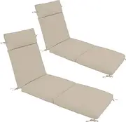 Chaise Lounge Cushion 72x21x3 Inch – Set of 2 Outdoor Lounge Chair Cushions, Lounger Pad Replacement with Fade-Resistant, Removable & Machine-Washable Covers, Ideal for Patio Chaise Chairs, Cream